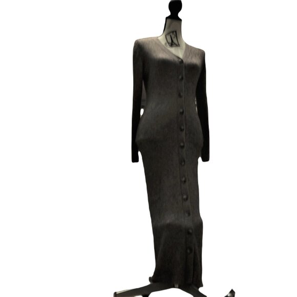 Ronny Kobo Vianne Knit Long Sleeve V-Neck Button Front Midi sweater dress size M - Picture 1 of 5